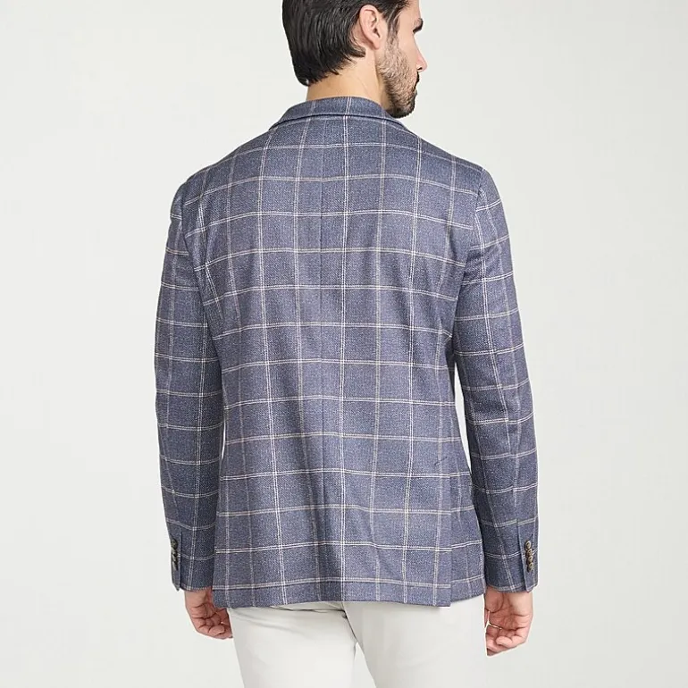 The Savile Row Co Mens Windowpane Modern Fit Sport Coat