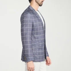 The Savile Row Co Mens Windowpane Modern Fit Sport Coat