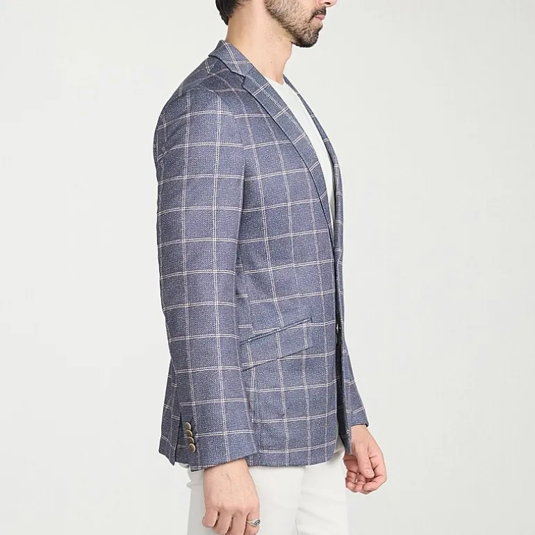 The Savile Row Co Mens Windowpane Modern Fit Sport Coat
