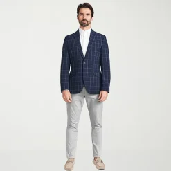 The Savile Row Co Mens Windowpane Modern Fit Sport Coat