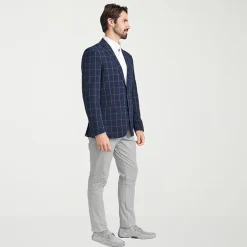 The Savile Row Co Mens Windowpane Modern Fit Sport Coat