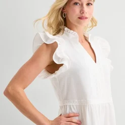 5th + Madison Edit Womens Petite V Neck Sleeveless Shift Dress