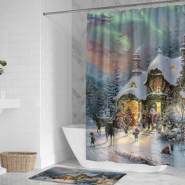 Thomas Kinkade Santa'S Night Before Christmas Shower Curtain