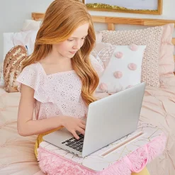 Three Cheers For Girls Pink & Gold Deluxe Fur Kids Lap Desk