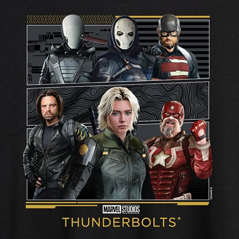 Thunderbolts Womens Juniors Crew Neck Short Sleeve Oversized Marvel Graphic T-Shirt
