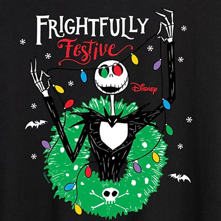 Tim Burton'S Frightfully Festive Tee Womens Juniors Crew Neck Short Sleeve Regular Fit Nightmare Before Christmas Graphic T-Shirt