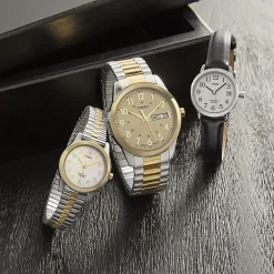 Timex® Womens Two Tone Mother-of-Pearl Expansion Watch