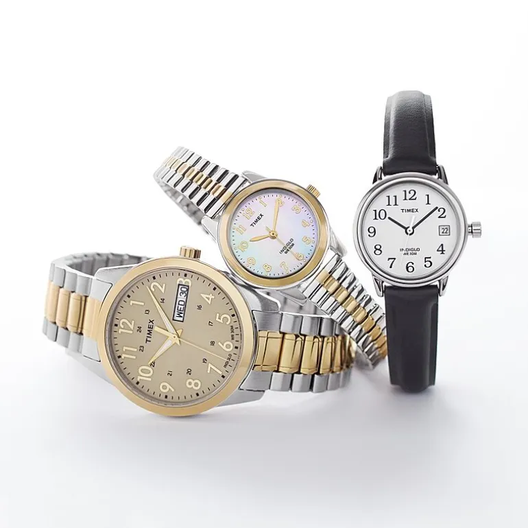 Timex® Womens Two Tone Mother-of-Pearl Expansion Watch