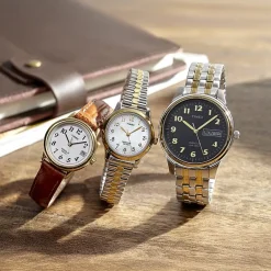 Timex® Womens Two Tone Mother-of-Pearl Expansion Watch