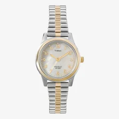 Timex® Womens Two Tone Mother-of-Pearl Expansion Watch