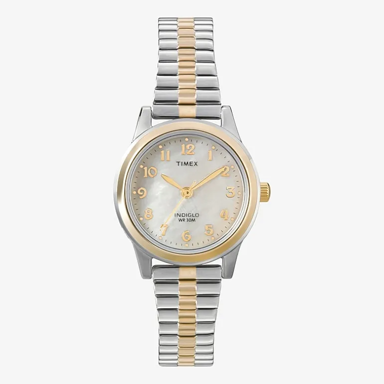 Timex® Womens Two Tone Mother-of-Pearl Expansion Watch
