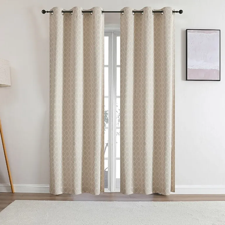 Tobias Metallic Grommet Top Blackout Set of 2 Curtain Panel