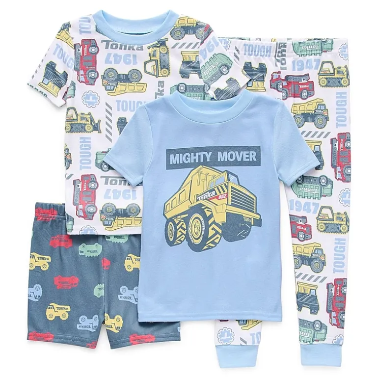Toddler Boys Crew Neck Short Sleeve 4-pc. Pajama Set