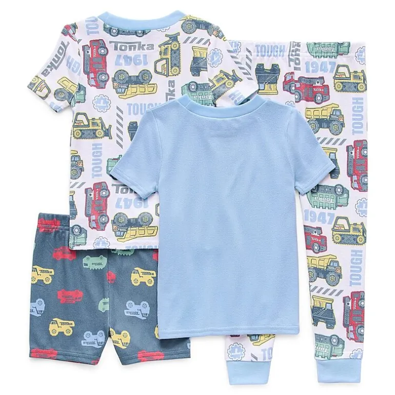 Toddler Boys Crew Neck Short Sleeve 4-pc. Pajama Set