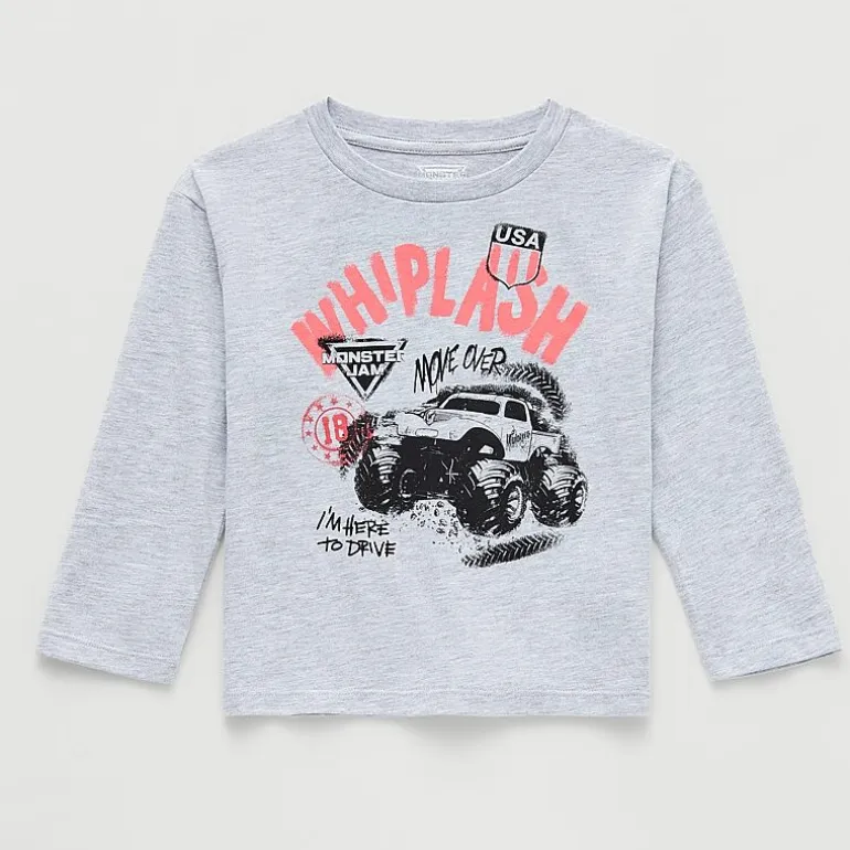 Toddler Boys Long Sleeve Regular Fit Monster Jam Graphic T-Shirt