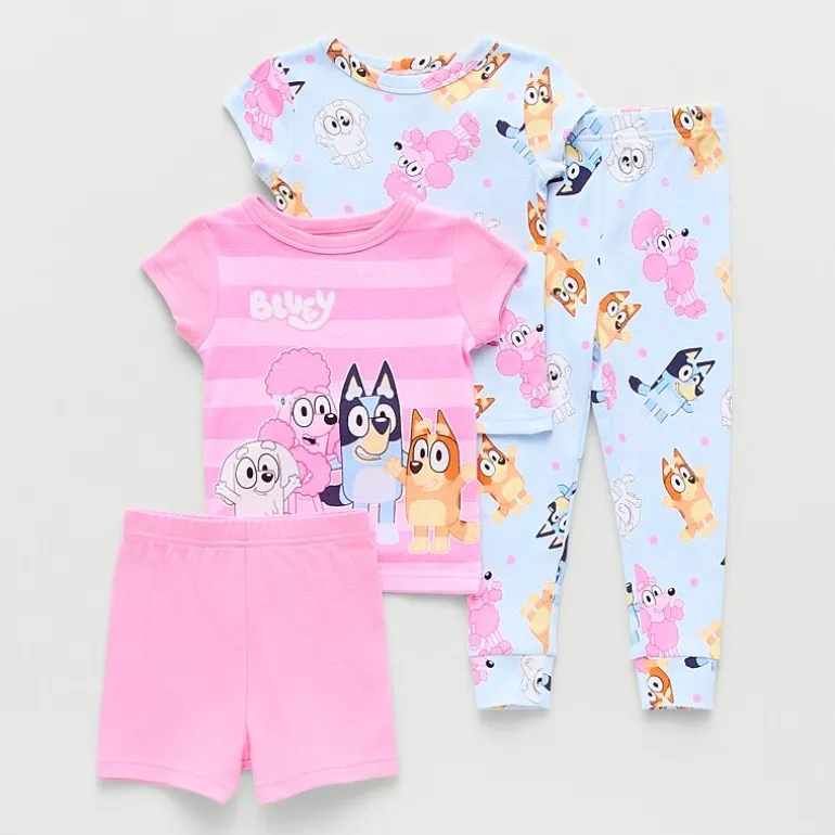 Toddler Girls Bluey Crew Neck Short Sleeve 4-pc. Pajama Set