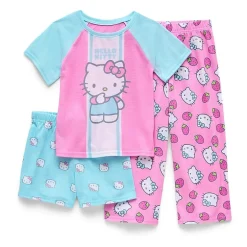 Toddler Girls Hello Kitty Crew Neck Short Sleeve 3-pc. Pajama Set
