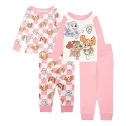 Toddler Girls Paw Patrol Crew Neck Long Sleeve 4-pc. Pajama Set