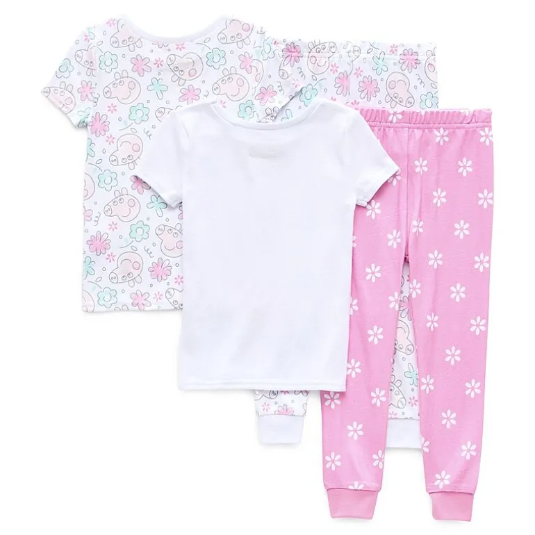 Toddler Girls Peppa Pig Crew Neck Short Sleeve 4-pc. Pajama Set