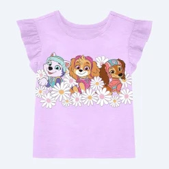 Toddler Girls Round Neck Sleeveless Regular Fit Paw Patrol Graphic T-Shirt