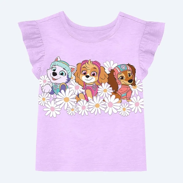 Toddler Girls Round Neck Sleeveless Regular Fit Paw Patrol Graphic T-Shirt