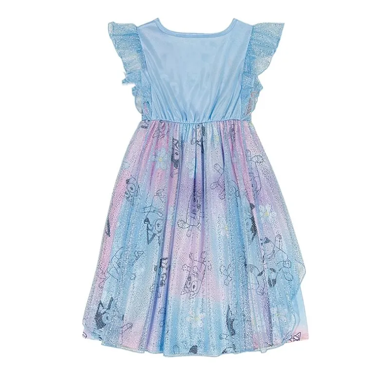 Toddler Girls Satin Short Sleeve Crew Neck Bluey Nightgown