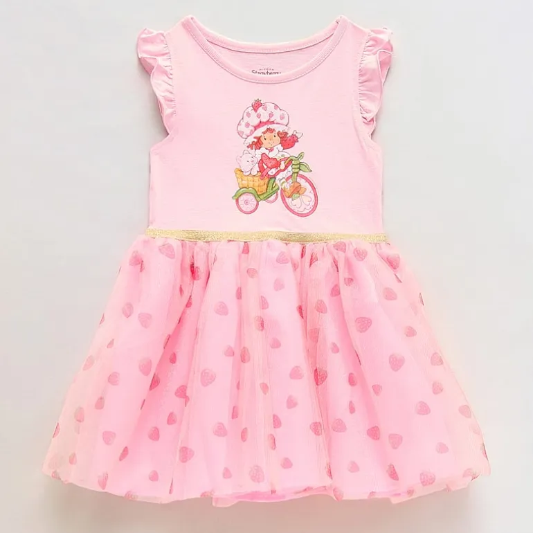 Toddler Girls Sleeveless Flutter Strawberry Shortcake A-Line Dress