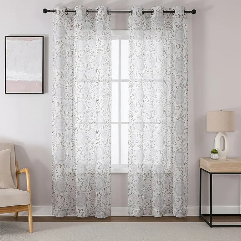 Toronto Printed Grommet Top Sheer Set of 2 Curtain Panel