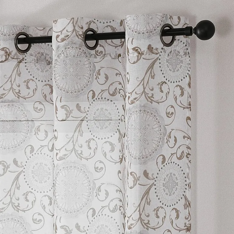 Toronto Printed Grommet Top Sheer Set of 2 Curtain Panel