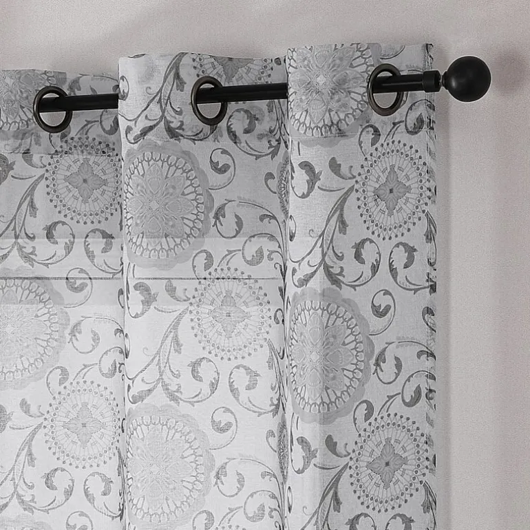 Toronto Printed Grommet Top Sheer Set of 2 Curtain Panel