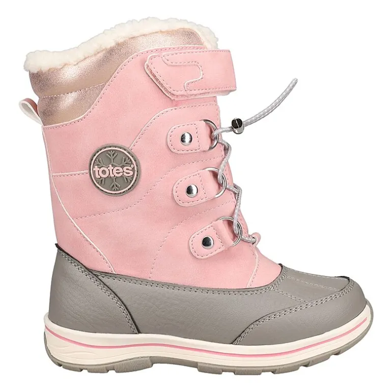 Totes Big Kid Girls Diamond Waterproof Insulated Flat Heel Winter Boots