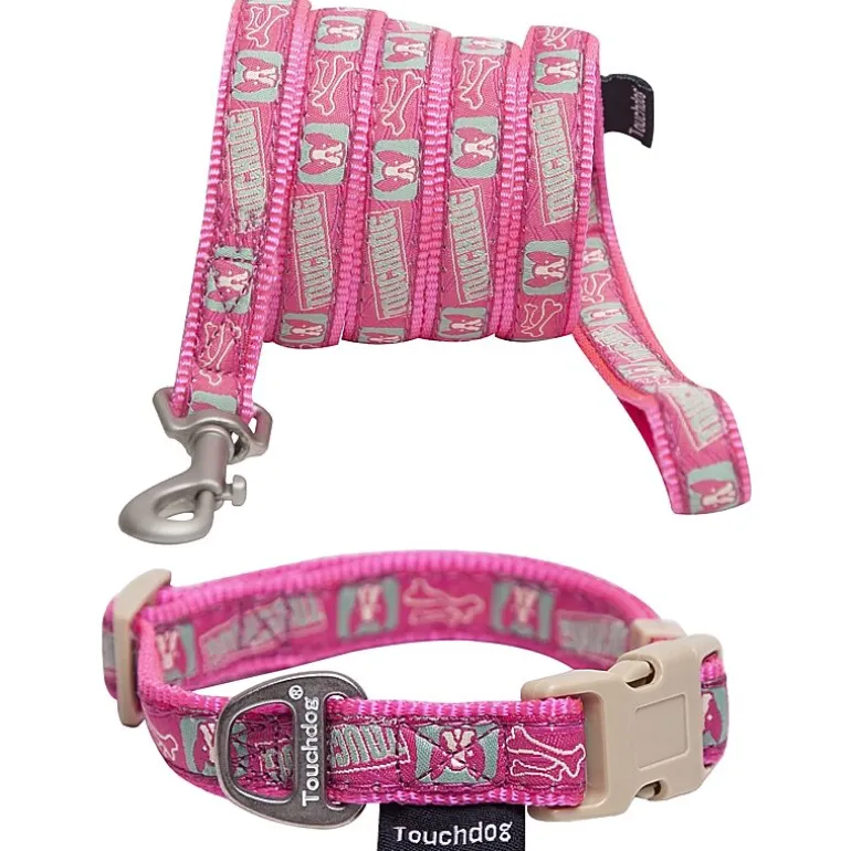 Touchdog 'Caliber' Designer Embroidered Fashion Pet Dog Leash and Collar Combination
