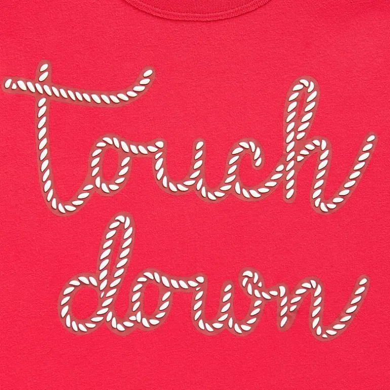 Touch Down Cropped Tee Womens Juniors Crew Neck Short Sleeve Regular Fit Graphic T-Shirt