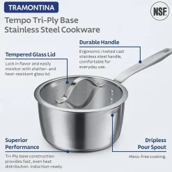 Tramontina Tempo Tri-Ply Stainless Steel 14-pc. Cookware Set