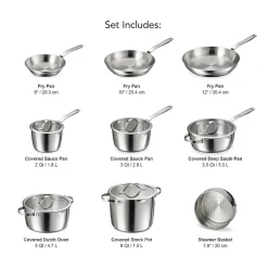 Tramontina Tempo Tri-Ply Stainless Steel 14-pc. Cookware Set