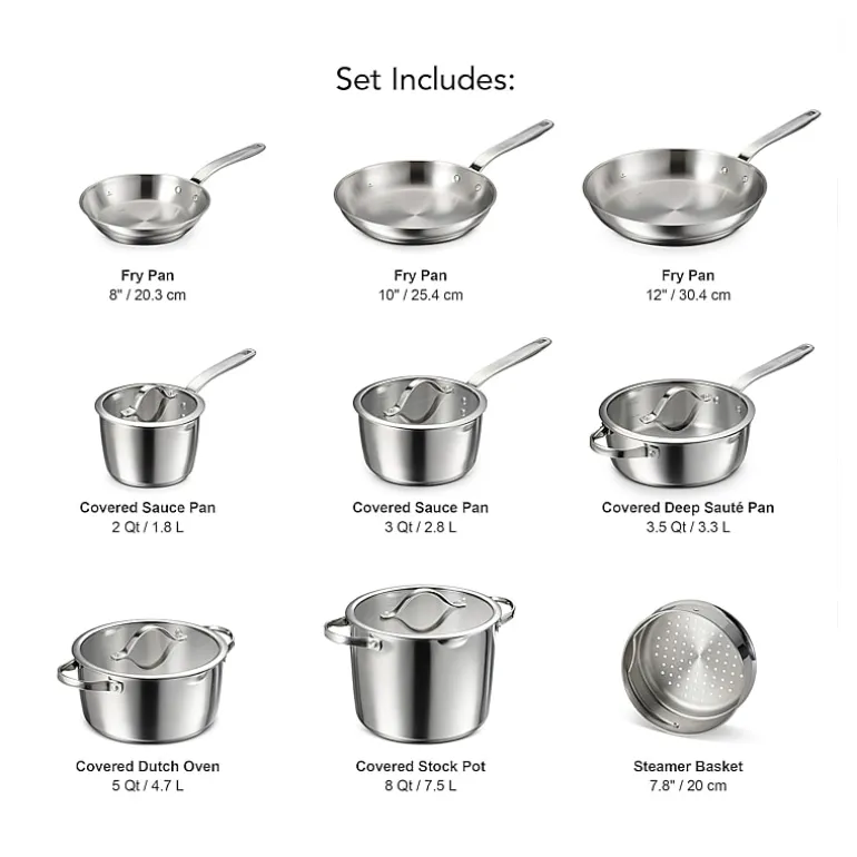 Tramontina Tempo Tri-Ply Stainless Steel 14-pc. Cookware Set