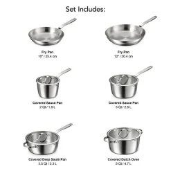 Tramontina Tempo Tri-Ply Stainless Steel 10-pc. Cookware Set