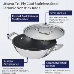 Tramontina Utsava Stainless Steel 1.7-qt. Covered Kadai
