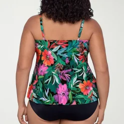 Trimshaper Womens Floral Plus Tankini Swimsuit Top
