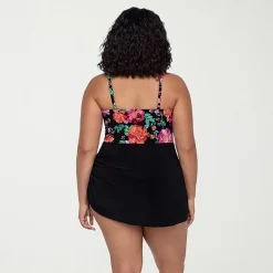 Trimshaper Womens Floral Plus Swim Dress