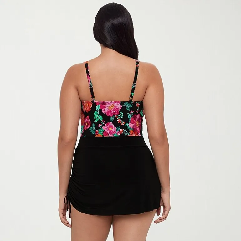 Trimshaper Womens Floral Swim Dress