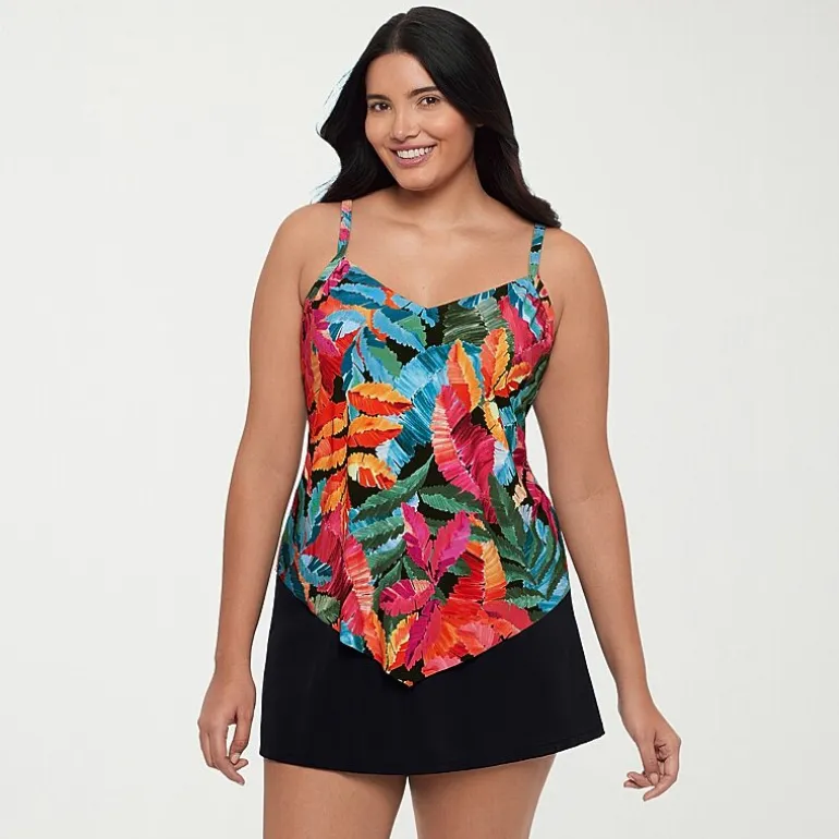 Trimshaper Womens Leaf Tankini Swimsuit Top