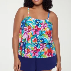 Trimshaper Womens Plus Swim Romper