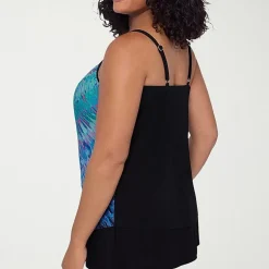 Trimshaper Womens Tie Dye Plus Tankini Swimsuit Top