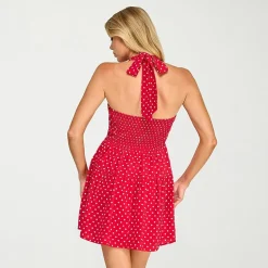Trixxi Womens Juniors Halter Neck Sleeveless Fit + Flare Dress