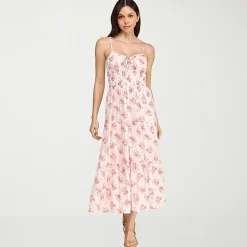 Trixxi Womens Juniors Midi Sweetheart Neck Sleeveless Floral A-Line Dress