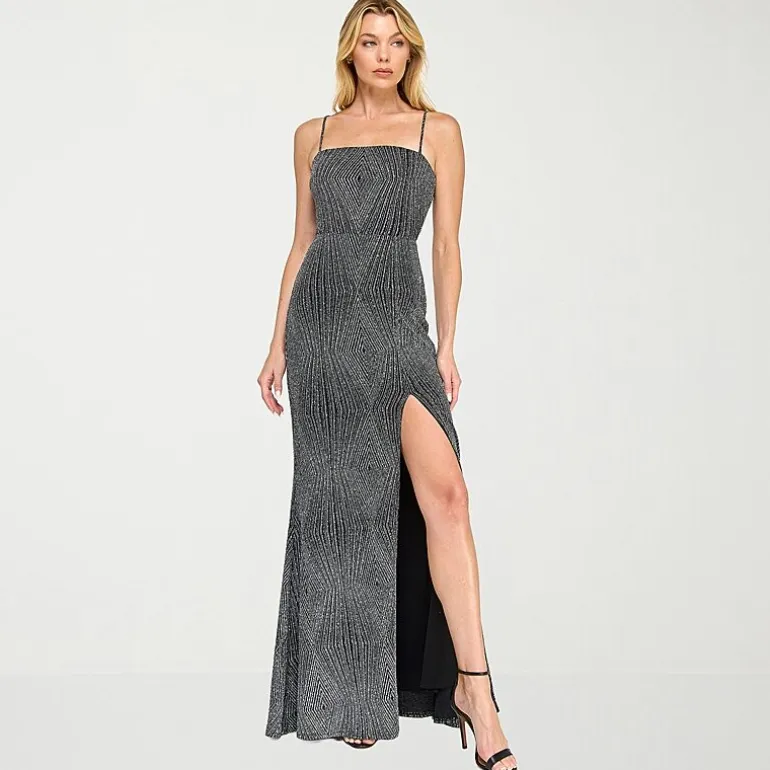 Trixxi Womens Juniors Square Neck Sleeveless Glitter Diamond Bodycon Dress
