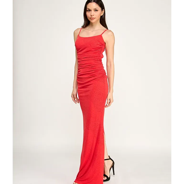 Trixxi Womens Juniors Square Neck Sleeveless Glitter Bodycon Dress