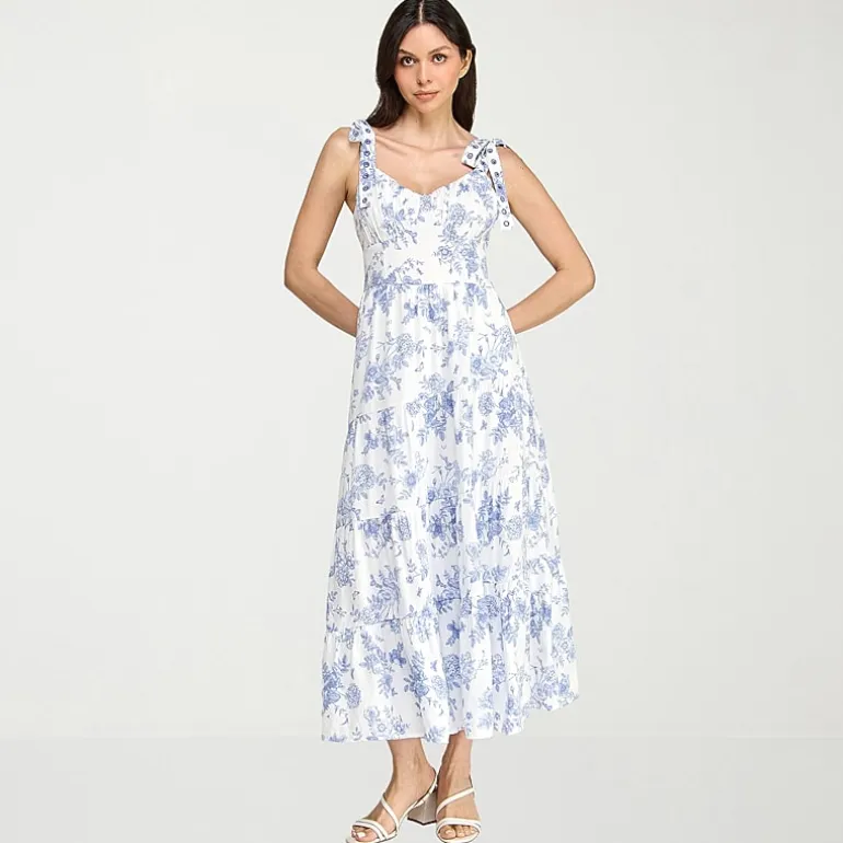 Trixxi Womens Juniors Sweetheart Neck Sleeveless Floral A-Line Dress