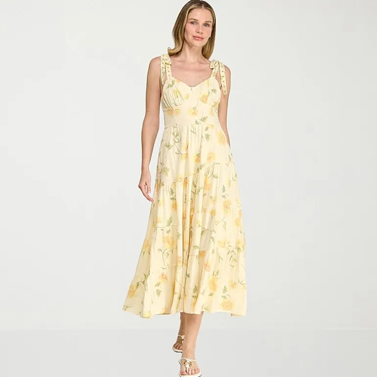 Trixxi Womens Juniors Sweetheart Neck Sleeveless Floral A-Line Dress
